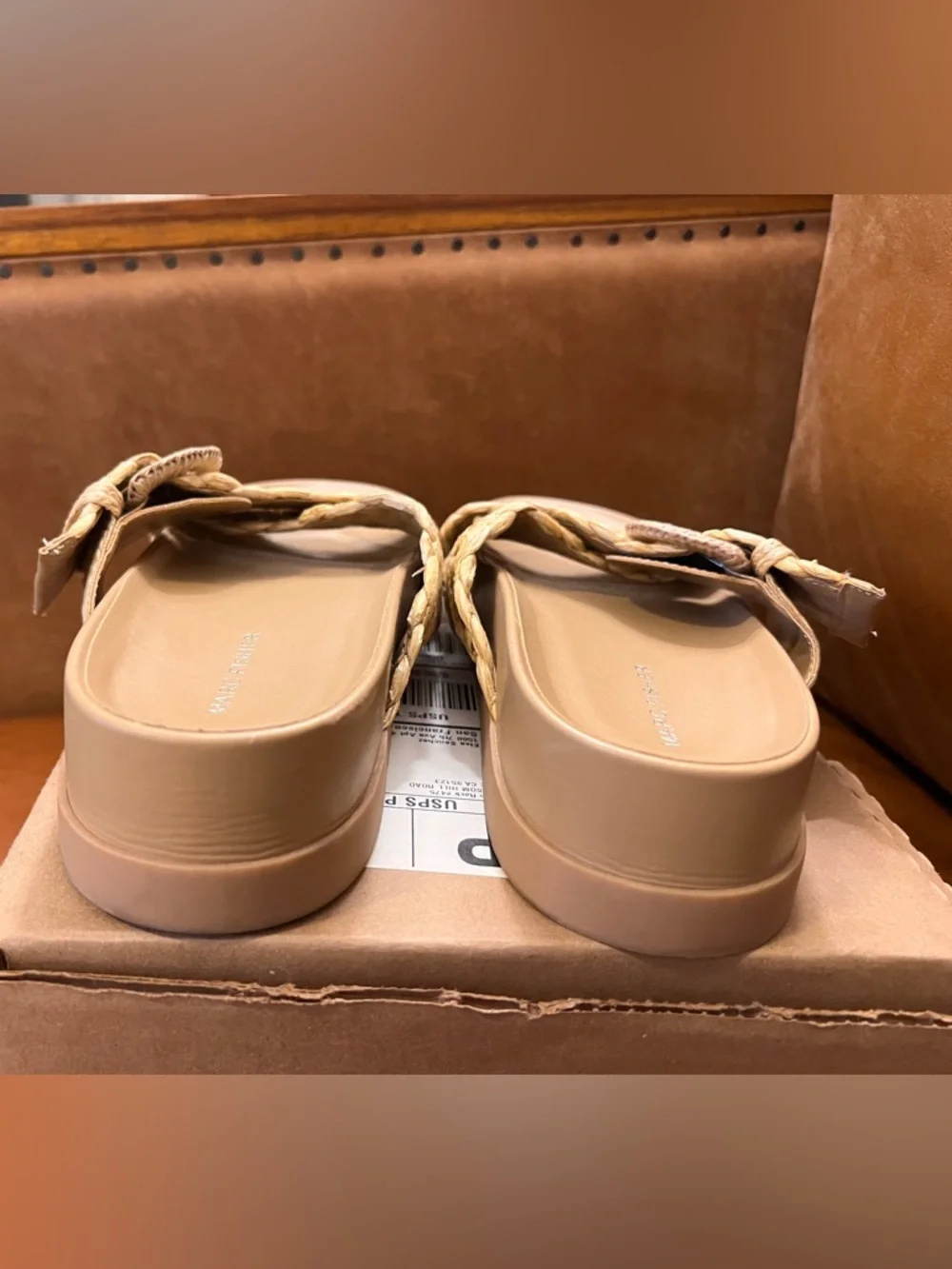 Marc Fisher Woven Buckle Slide Sandal in Natural Beige - Women - Picture 4 of 7